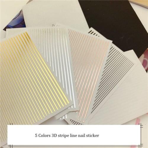 2019 1Pcs Nail Sticker Strip Tap 3D Gold Silver Metallic Wavy Shaped Adhesive Gel-polish Nail Stickes DIY Nail Art Decals NK111