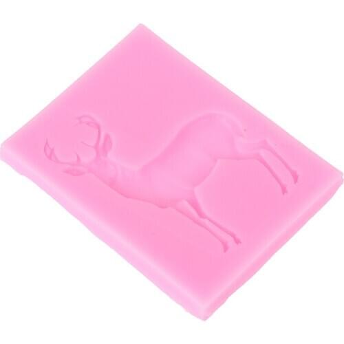 3D Christmas Deer Elk Shape Fondant Mould Cake Chocolate Silicone Mold Tool