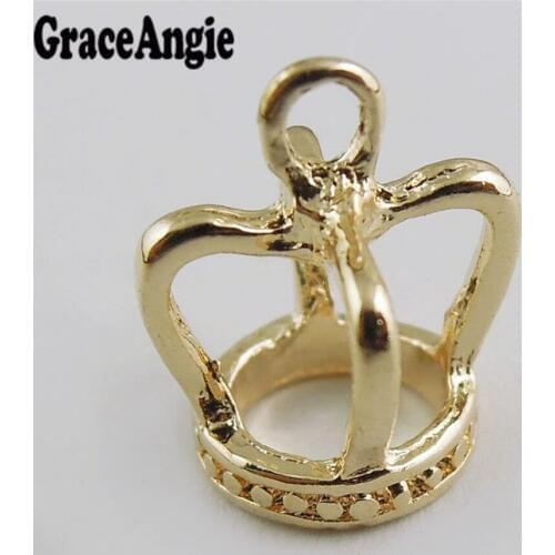 GraceAngie 40pcs KC Gold Tone Alloy Classic Romantic Princess Dream Fantasy Crown Charm Pendant Jewelry Finding For Lady Lovers