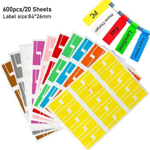 600Pcs Self-Adhesive Cable Label Sticker Waterproof Network PC UTP Wire Tie Marker Organizer Tag Management Tool 84x26mm