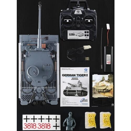 7.0 New Edition With Infrared battle system 1:16 German Tiger Tank 1 rc battle tank 2.4G HL 3818-1 pro plastic track rc tank
