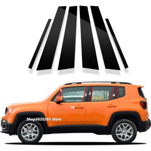 For Jeep Renegade 2021 2020 2019 2015 Accessories Car Door Window Middle Column Trim Decoration Protection Bright Black Strip