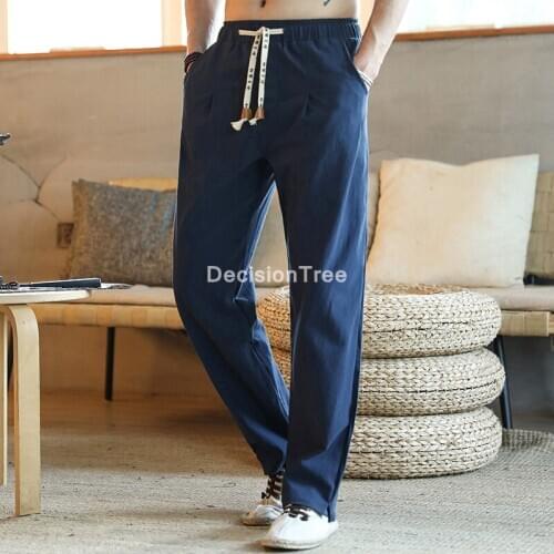 2021 kung fu tai wushu pants haren pants vintage mens pants chinese style jogging pants male loose trousers loose linen pants