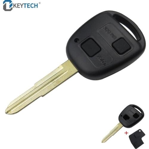 2 Buttons Car Key Shell Case Replacement For Toyota Yaris Prado Tarago Camry Corolla TOY41R Uncut Blade With Rubber Button Pad