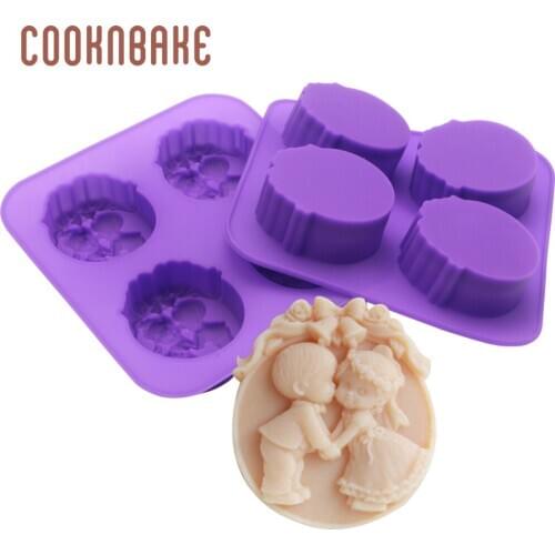 COOKNBAKE silicone mold for soap wedding kiss shape candle resin gypsum mould cake decorating tool DIY wedding