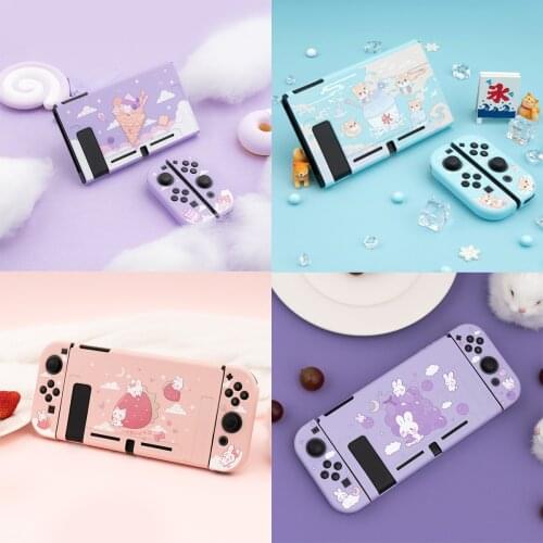 Purple Pink Rabbit Cat Blue Dog Soft TPU Skin Protective Case for Nintendo Switch NS Console Joy-Con Back Housing Shell Cover