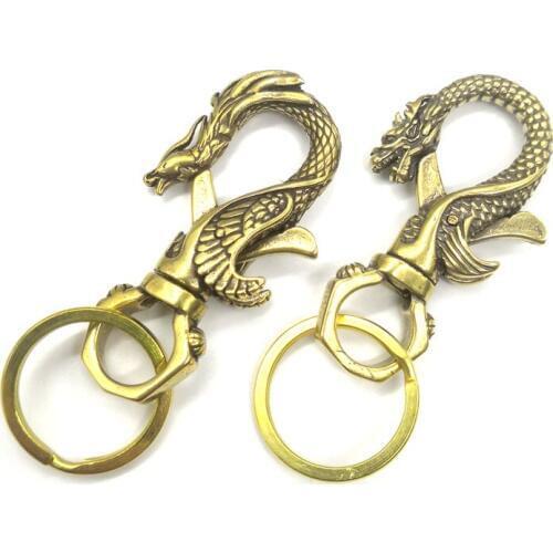 2019 Brass Dragon Decorative pattern CARABINER Lobster Clasps Swivel Claw Hook Keyring Key Chain Keychain bottle opener