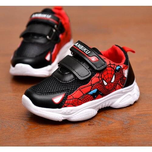 Boys' Spider-Man sneakers spring autumn big children waterproof breathable leather single shoes student casual shoes size 27-38