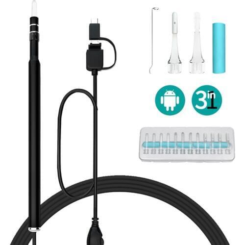 Endoscope Camera HD 720P Visual Ear Cleaning 3IN1 Type C USB Ear Nose Throat Otoscopio Mini Camera In Ear Tool Instruments