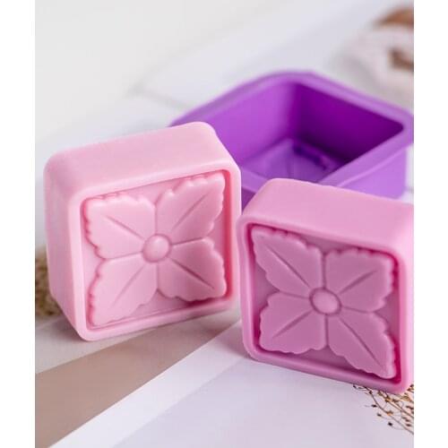 2pcs Square Flower Silicone Mold Handmade Soap Mold Food Grade Silicone Fondant Cake Chocolate Mold Soap Making Supplies