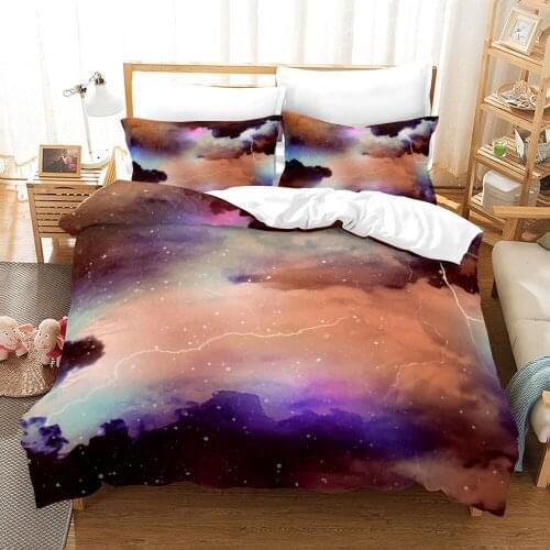Galaxy Duvet Cover 3D Colorful Starry Printing Bedding Set Outer Space Comforter Cover Sky Light Printed Bedspread For Kids