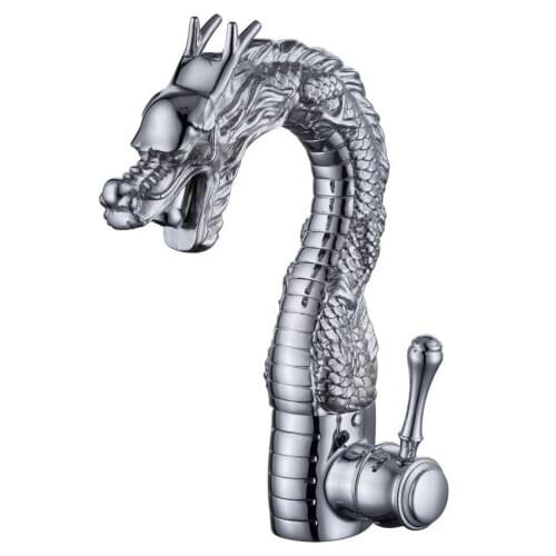 Free shipping Chrome clour single hole dragon faucet bathroom lavatory sink animal faucet Mixer tap