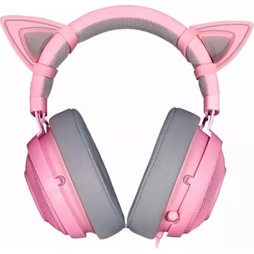 For Razer KRAKEN PRO Crystal Pink gaming headphone girl Cat ear stereo wired music game headset for PC mobile phone