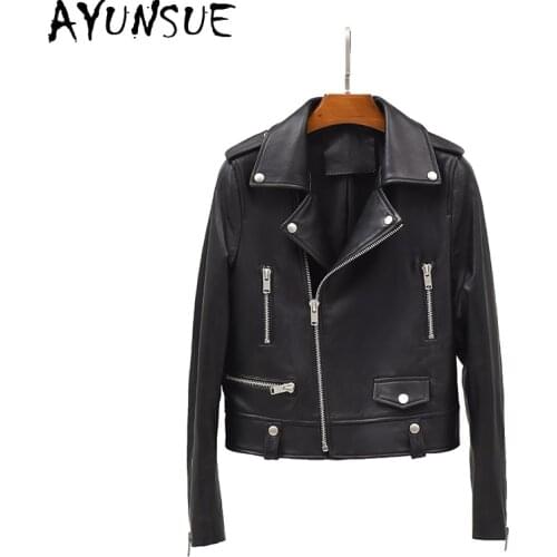 AYUNSUE Real Leather Jackets for Women Genuine Sheepskin Coats Woman New Short Fashion Korean Autumn Blouson Cuir Femme SQQ11