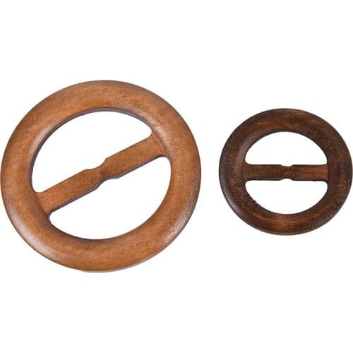 Mix Size Round Shape Garniture Handmade Wooden Crafts Belt Ring Wood Clothes Accessories Sewing Children DIY 50-80mm 1pc