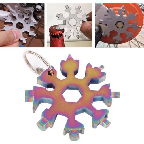 18 in 1 multi camp multifunction hike spanner outdoor tool pocket keyring survive hex wrench key ring multipurpose snowflake