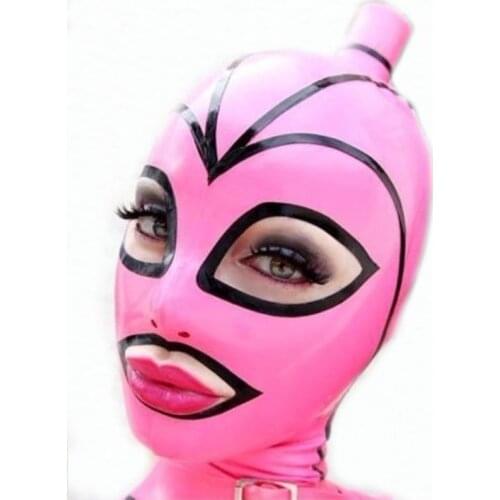 New sexy lingerie handmade male female unisex mask hoods with hair tube back zipper Fetish cekc Customize size XS-XXL free ship