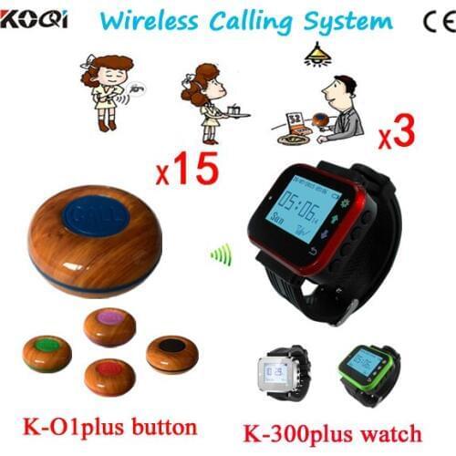 NEW Smart Watch For Restaurant Cafe Hotel Service Set 15 Buttons,3 Watch Waitress Paging System