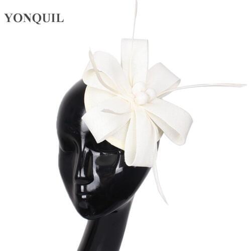 Charming Ivory Fascinator Hat For Women With Feather Beads Adorn Hat Elegant Ladies Handmade Hair Accessories Bridal Decoration