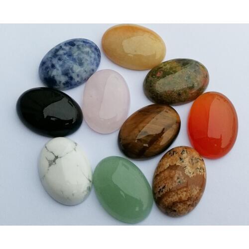 Wholesale Natural Stone Mixed cabochon 25x18MM Oval shape Beads for jewelry making cab cabochon beads 12Pcs/lot Free shipping