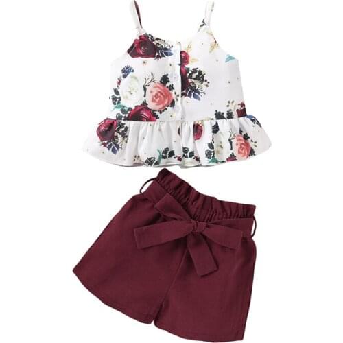 0-4Y Summer Kids Baby Girl Floral Print T-shirt Tops Casual Shorts 2PCS Outfits Girls Clothing Set