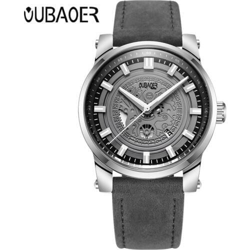 OUBAOER Mens Watches Top Brand Luxury Leather Strap Business Date Sport Military Army Male Clock Wrist Quartz Men Watch Hot