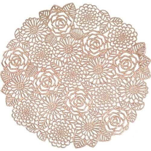 Hollow Rose Table Mat Pad Heat Resistant Insulation Cup Coaster PVC Placemat AXYC