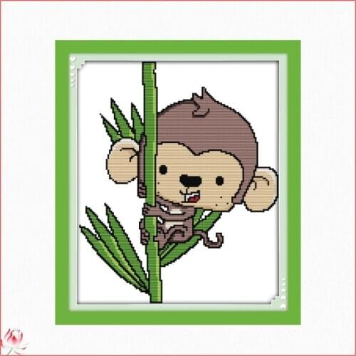 Cute Monkey Pattern Cross Stitch Kit 14CT 11CT Counted Printing Fabric DIY Chinese Embroidery Kit Home Wall decoration Painting
