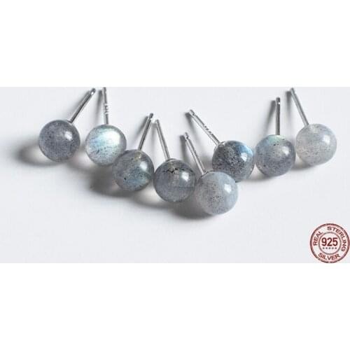 LKO Temperament Simplicity Stud Moonstone Gem Earrings 925 Sterling Silver for Women Luxury Exquisite Jewelry Ornaments