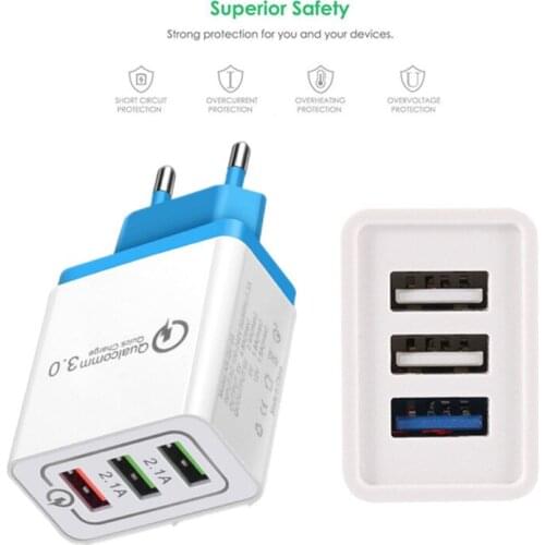 USB Charger EU Plug Quick Charge 3.0 Fast Charger Wall Charger For iphone 11 Pro X Samsung alaxy S8 S9 S10 S10e A50 A40 A30 A70