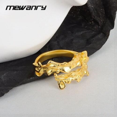 Mewanry 925 Sterling Silver Rings for Women Creative Design New Fashion Vintage Party Elegant Irregular Jewelry Birthday Gifts