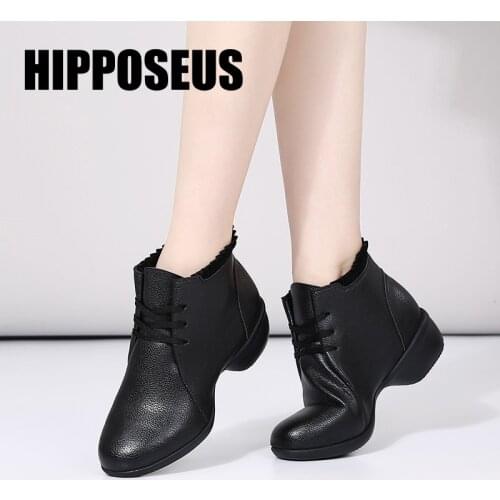 Hipposeus Ballroom Dance Sneakers For Women Girls Ladies Ruffles Modern Jazz Latin Square Dancing shoes Boots Dropshipping