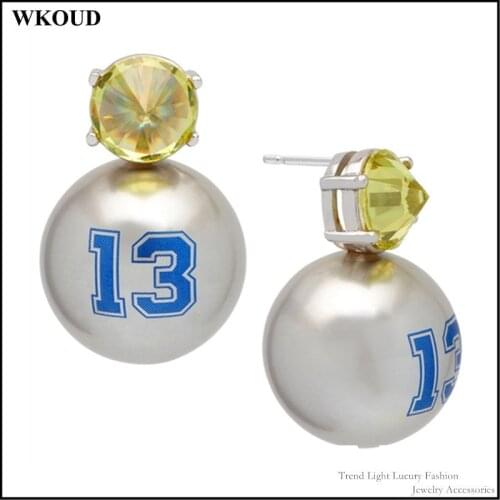 2021French New Unique Design Style Retro Street Color Zircon Synthetic Pearl Number 13 Graffiti Letters Womens Earrings Jewelry