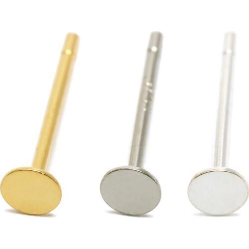 925 Sterling Silver Earrings Gold/Silver Settings 3/4/5/6/8mm Blank Round Base Cabochon Stud Ear Pure Silver Earring Finding B