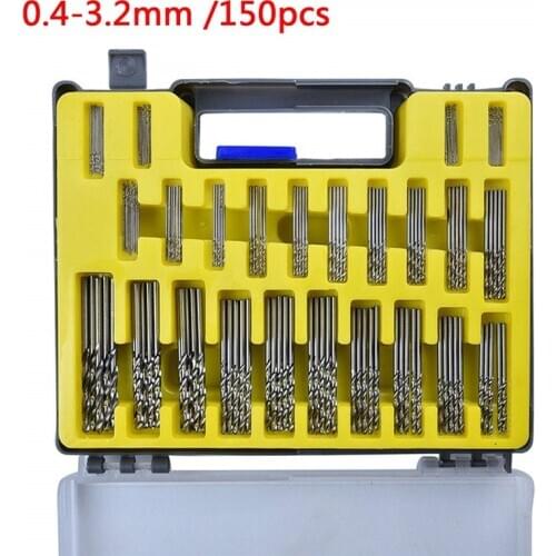 0. 4 -3 .2mm 150 PCS Steel Mini Twist Drill Small Drill Bit Spiral Hole Opener Set Blow Molding Box Drill Bits Power Tools