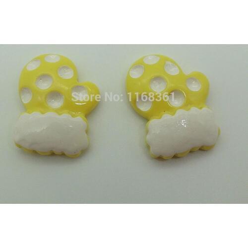 1pcs/lot resin flatback yellow glove 22mm Cabochons Scrapbooking Hair Bow Center DIY Christmas decration C106-9