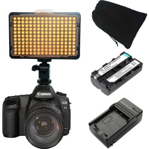 176 LEDs Video Light Camera lighting With NP-F550 Battery and Charger for Canon Nikon Sony better than cn-160 AL-160 free Bag
