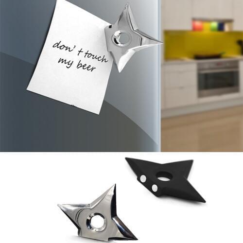 2pcs Ninja Shuriken Refrigerator Magnet Fridge Sticker Cabinet Doors Fridge magnet Message posted Creative Household Adornment