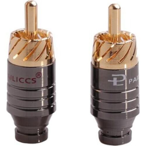 2Pcs Pailiccs Copper RCA Plug Gold Plated Audio Video Adapter Connector