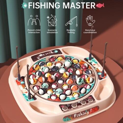 2021 Kids Fish Toy Electric Rotating Fishing Game Musical Fish Plate Set Outdoor Sports Toys for Children Gifts
