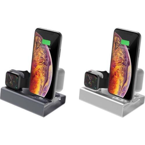 3in1 Aluminum Charge Stand Holder Station Dock Mount for Airpods 1/2 for iphone for Apple Watch Series 1/2/3/4 42/38/40/44mm