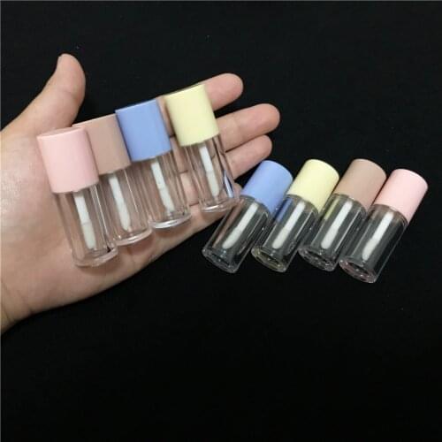 30/50/100PCS Empty 2ml Mini Lip Gloss Wand Tube Yellow Nude Pink Blue Cap Clear Small Lipgloss Bottle Lip Balm Sample Container