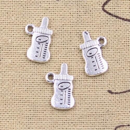 30pcs Charms Baby Feeding Bottle 16x8mm Antique Silver Color Pendants DIY Crafts Making Findings Handmade Tibetan Jewelry