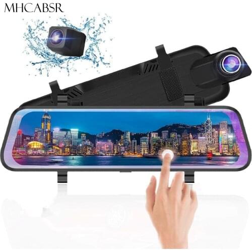 4K Dash Cam 10 Inch Mirror Car DVR Driving Recorder Full Touch Screen Stream Media DashCam Rear View Camera 24h Parking Monitor