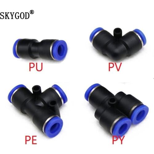 Air Pneumatic Tube Fitting OD 4mm 6mm 8mm 10mm 12mm 16mm Y Type PY Plastic Quick Connector Push In Gas Pipe Hose Tee 3 Way Ports