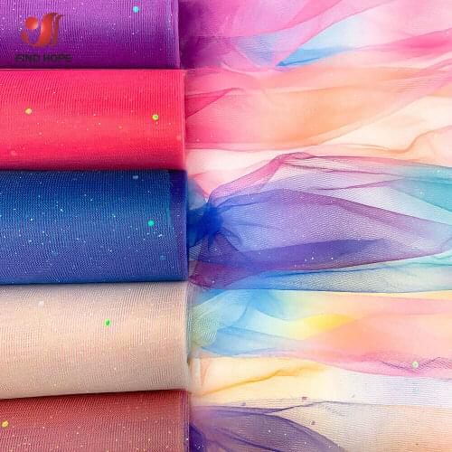 5pcs Bundle 10Yard/Roll Rainbow Glitter Tulle Organza Sheer Fabric DIY Craft Gift Tutu Skirt Home Wedding Doll Clothing Decor
