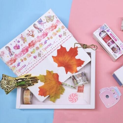 6Pcs/pack Lovely Twelve Constellations Girl Universe Moon Washi Tape Scrapbooking Paper Masking Tapes Stationery Label Stickers