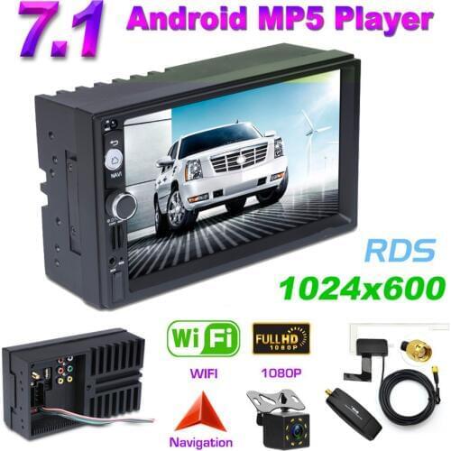 7" Android 7.1 system Car MP5 1080P 2Din QUAD-core GPS Bluetooth FM AM RDS DAB With Rear Camera