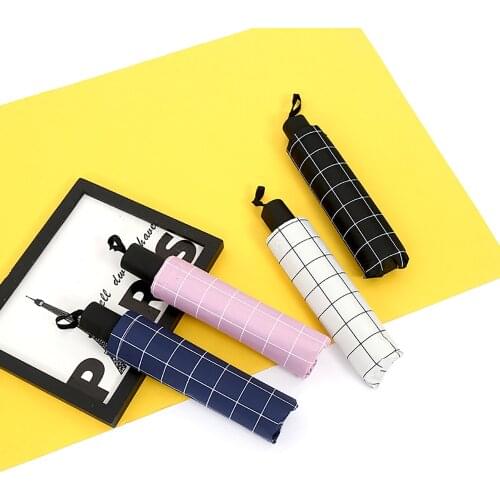 8 Kinds Black Rubber Cloth Simple Striped Small Fresh Folding Sunscreen Umbrella Rain And Sun Dual-Purpose Mini Umbrella