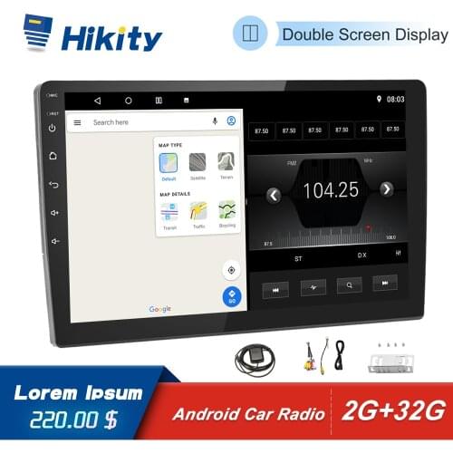 Hikity Android Car Radio 2Din 9" Multimedia Player GPS WIFI Bluetooth Autoradio for Toyota Volkswagen Hyundai Kia Renault Suzuki